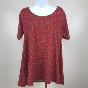 NWT LulaRoe perfect shirt red falling black roses